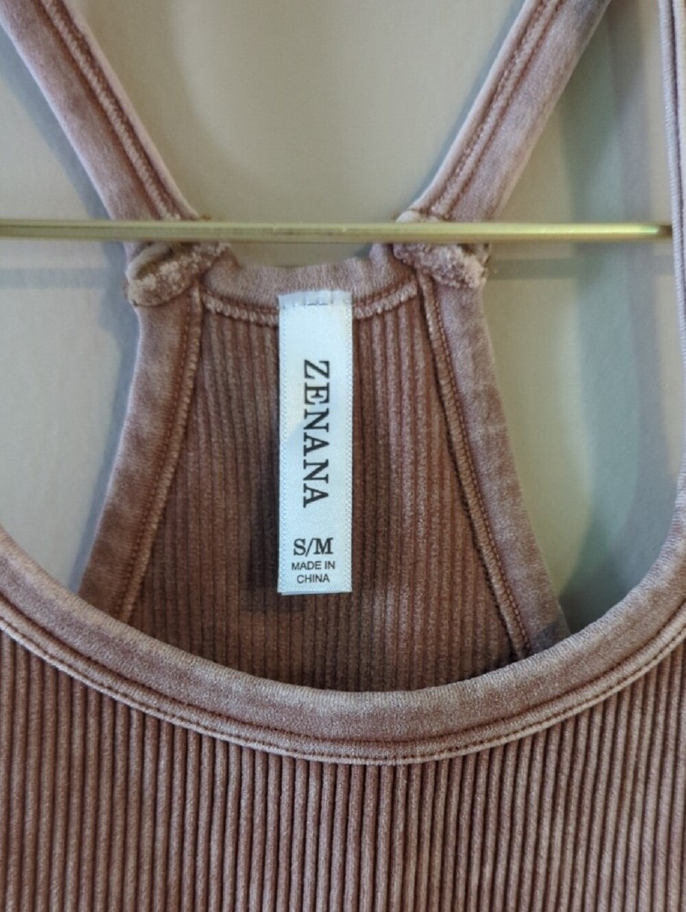NWOT- Zenana Outfitters Washed Sand Color Ribbed Racerback Tank Top - Picture 4 of 5